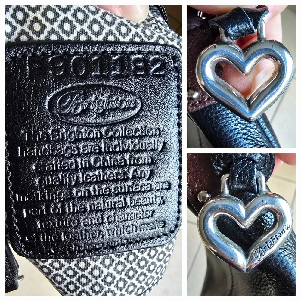 EUC Brighton Aidan Shoulderbag Black Chocolate leather hobo w/ woven acc… - Picture 5 of 11